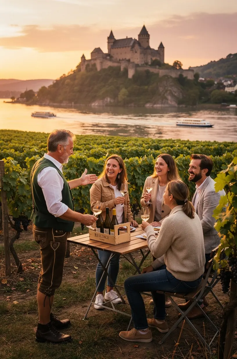 Detailaufnahme von kunstvollen Steinmetzarbeiten und gotischen Fenstern an einer Burgfassade